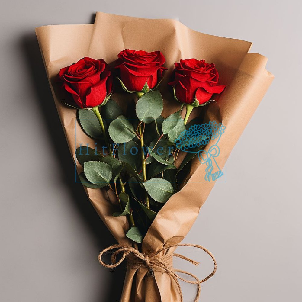 Букет 3 красные розы Букет роз 3 красные розы
